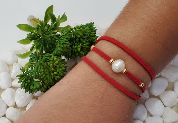 Pulsera Suede Perlas