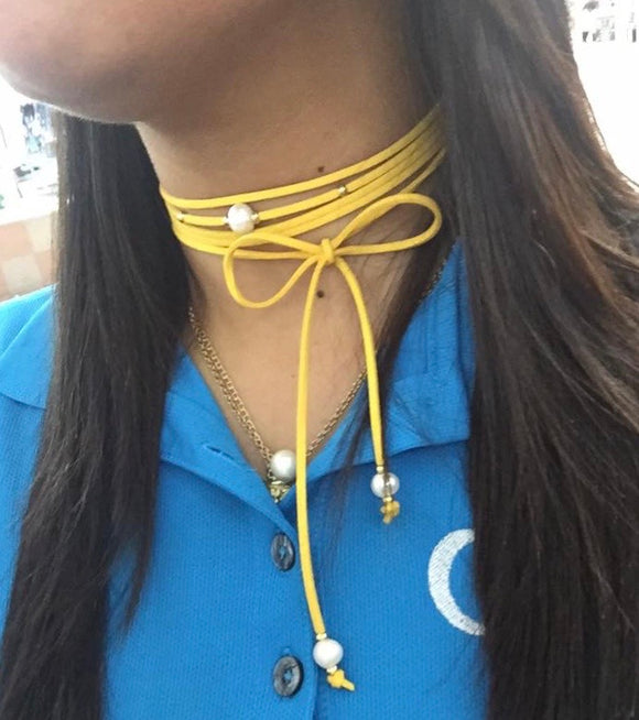 Chokers Suede Perlas