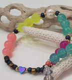 Pulsera Elástica Corazón Hema + Cristal Redondo