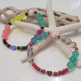 Pulsera Elástica Corazón Hema + Cristal Redondo