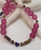 Pulsera Elástica Corazón Hema + Cristal Redondo
