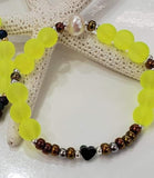 Pulsera Elástica Corazón Hema + Cristal Redondo