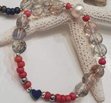 Pulsera Elástica Corazón Hema + Cristal Redondo