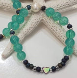 Pulsera Elástica Corazón Hema + Cristal Redondo