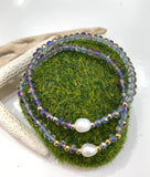 Pulsera una Perla Cristales en Plateado