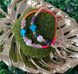 Pulsera Cruz Turquesa Cristales