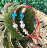 Pulsera Cruz Turquesa Cristales