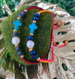 Pulsera Cruz Turquesa Cristales