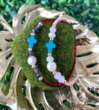 Pulsera Cruz Turquesa Cristales