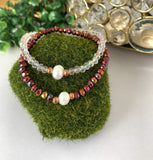 Pulsera una Perla Cristales en Oro Rosado