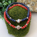 Pulsera una Perla Purpura Cristales