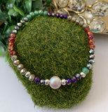 Pulsera una Perla Purpura Cristales