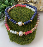 Pulsera una Perla Purpura Cristales