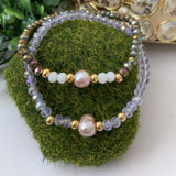 Pulsera una Perla Purpura Cristales