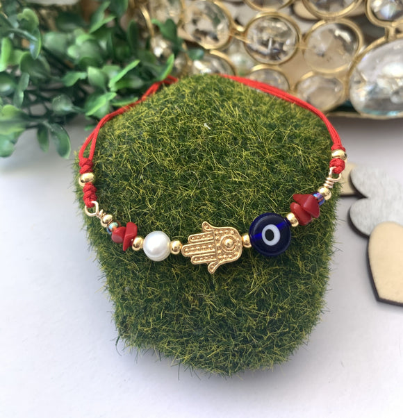 Pulsera Alambrada Hamsa con Ojo Turco