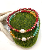 Pulsera una Perla Cristales en Doradas